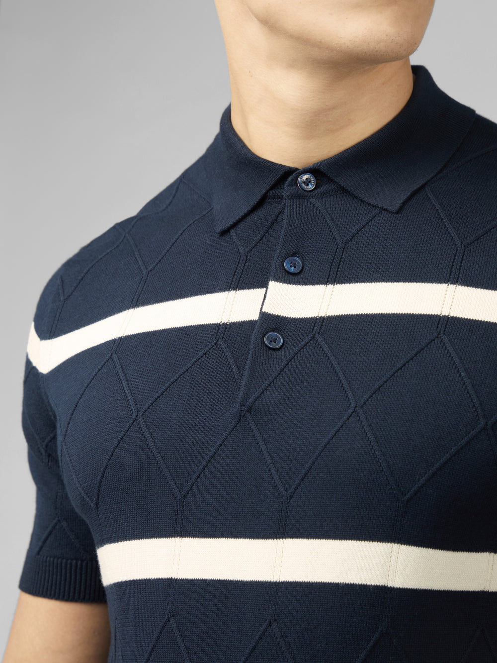 Knitwear Ben Sherman Signature Argyle Stripe Polo Bleu Marine | CSH-30641043